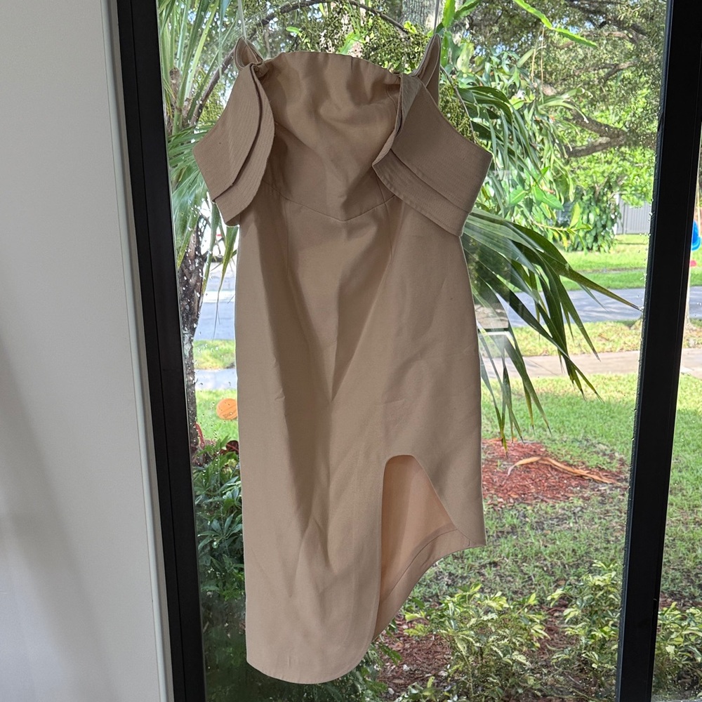 L'ATISTE Tan Asymmetrical Dress